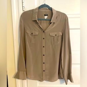 Jcrew 100% silk button down blouse tan medium